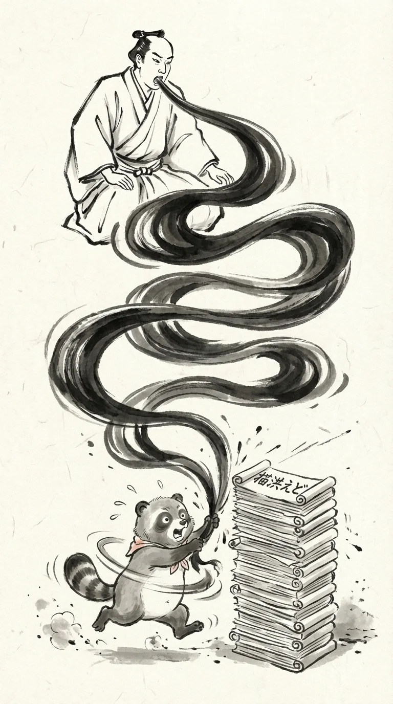 侍が話し続けたぬきが書き続ける